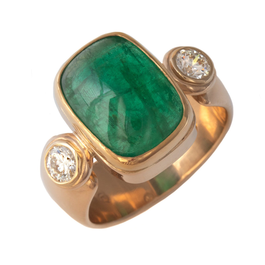 Cushion Emerald & Diamond Ring