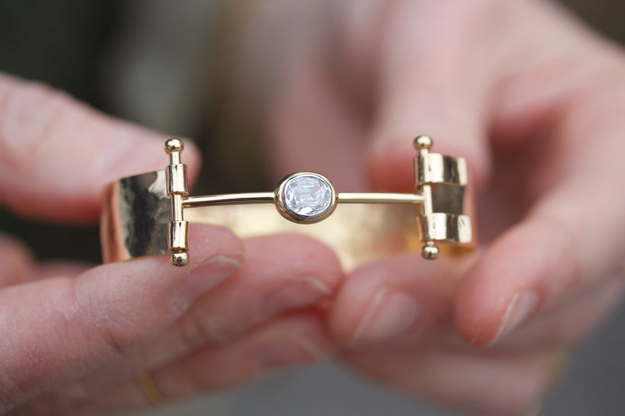 Spring Bracelet with Old Mine Cut Diamond