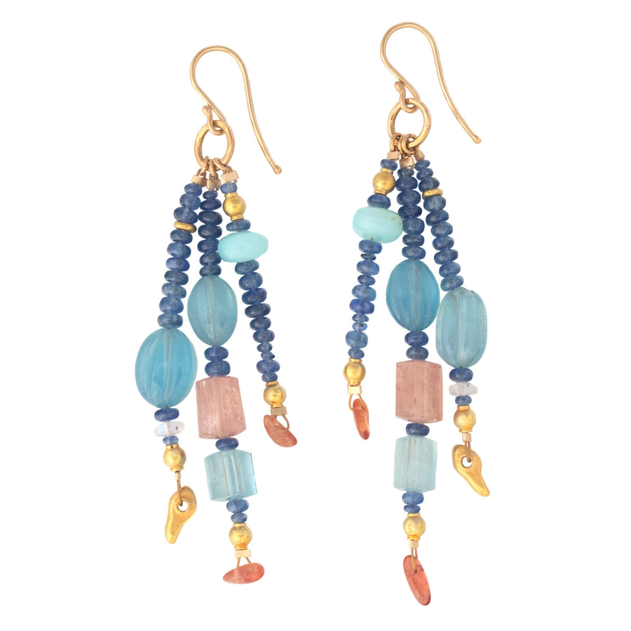 Colorful Triple Drop Gemstone Earrings