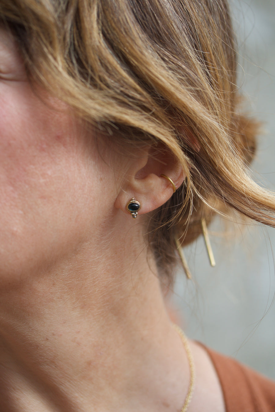 Delicate Stud Earrings with Tourmaline
