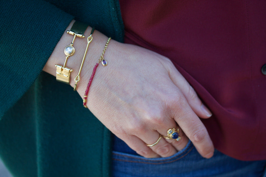 Ruby Bead & Chain Bracelet