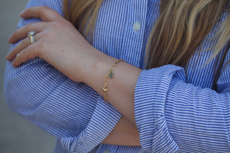 Green Sapphire Charm Bracelet