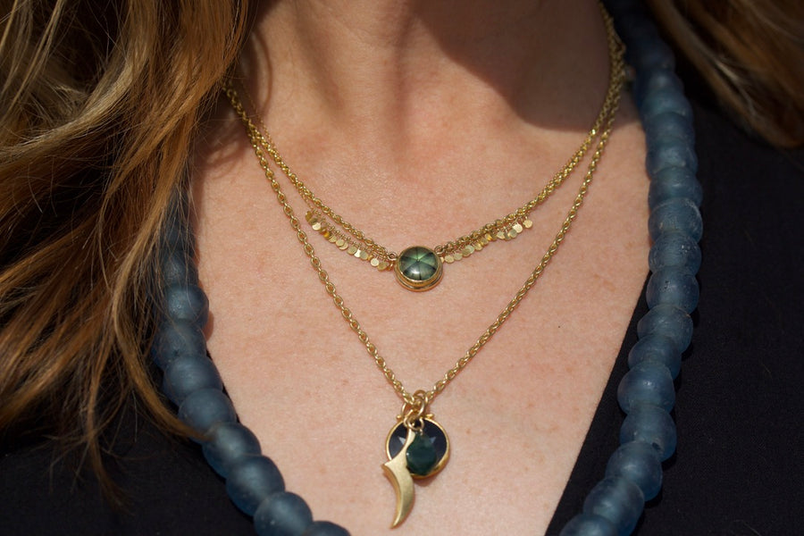 Double Hung Emerald Trapiche Necklace