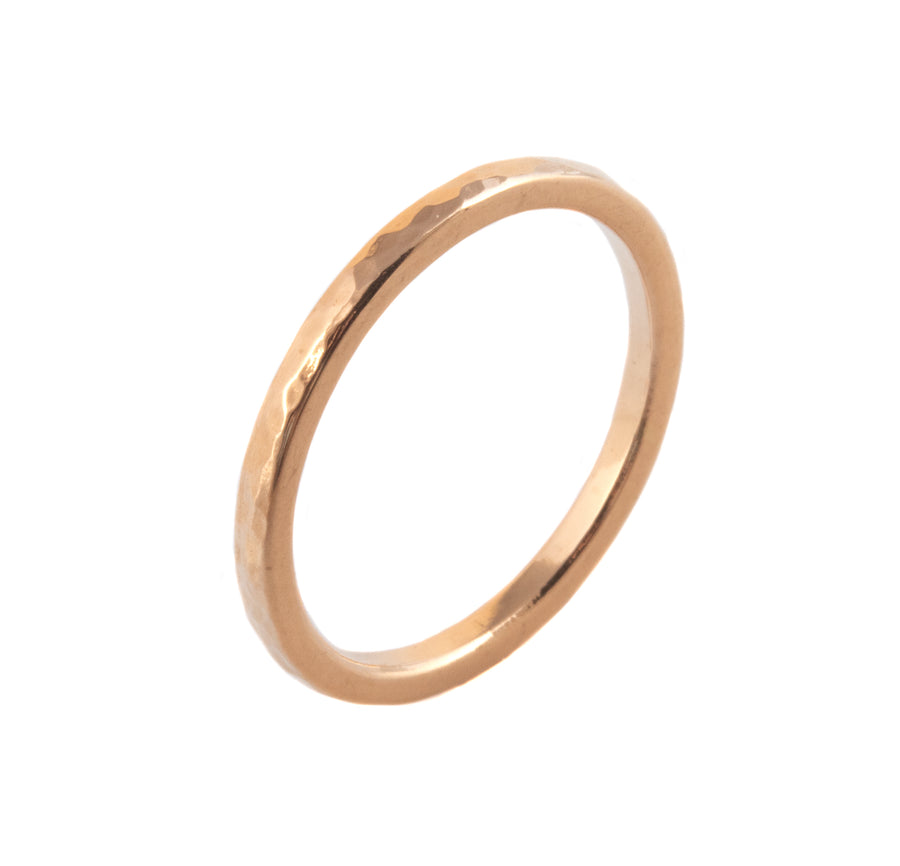 Stackable Peened 18K Rose Gold Band