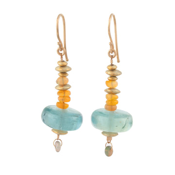 Aquamarine & Opal Dangle Earring