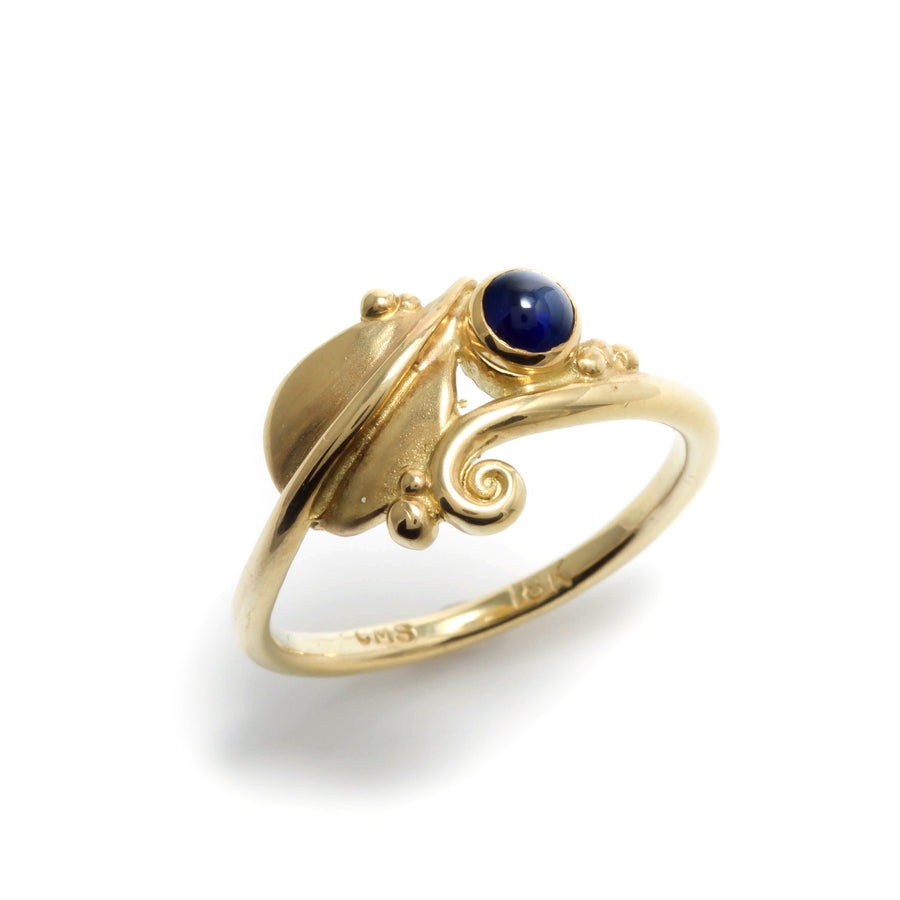 Blue Sapphire Leaf Style Ring