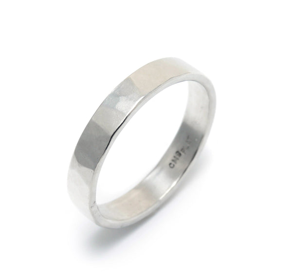 Matte Finish Hammered Wedding Ring in Platinum Caleb Meyer