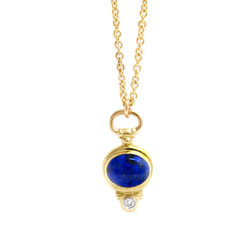 “Watch Top” Pendant with Lapis Lazuli & Diamond