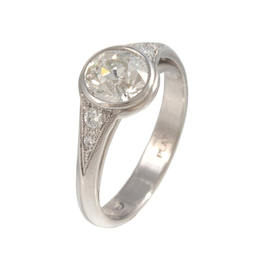 European Cut Diamond Engagement Ring in Platinum