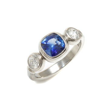 Blue Sapphire & Diamond Ring in Platinum