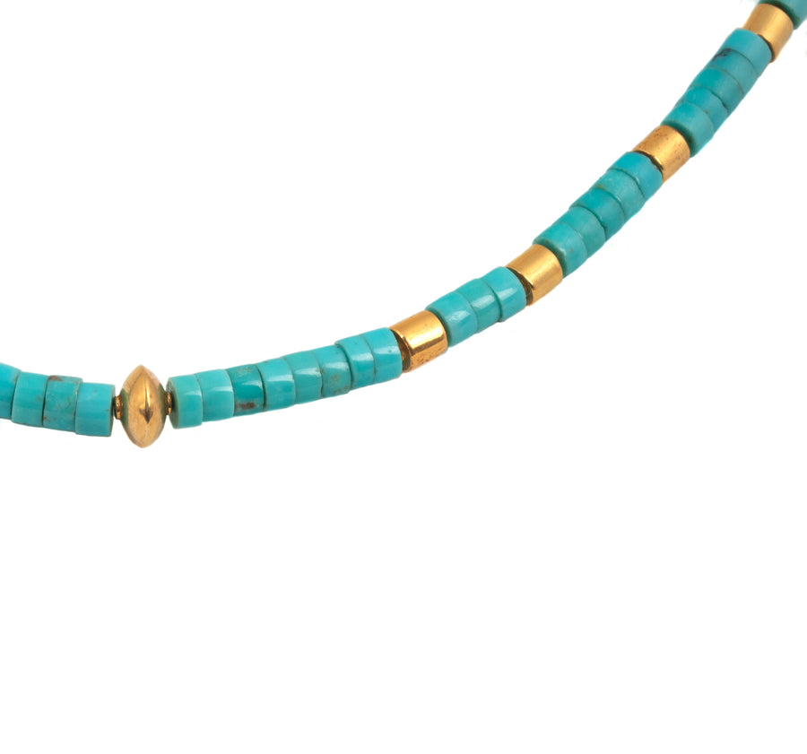 Turquoise & High Karat Gold Necklace
