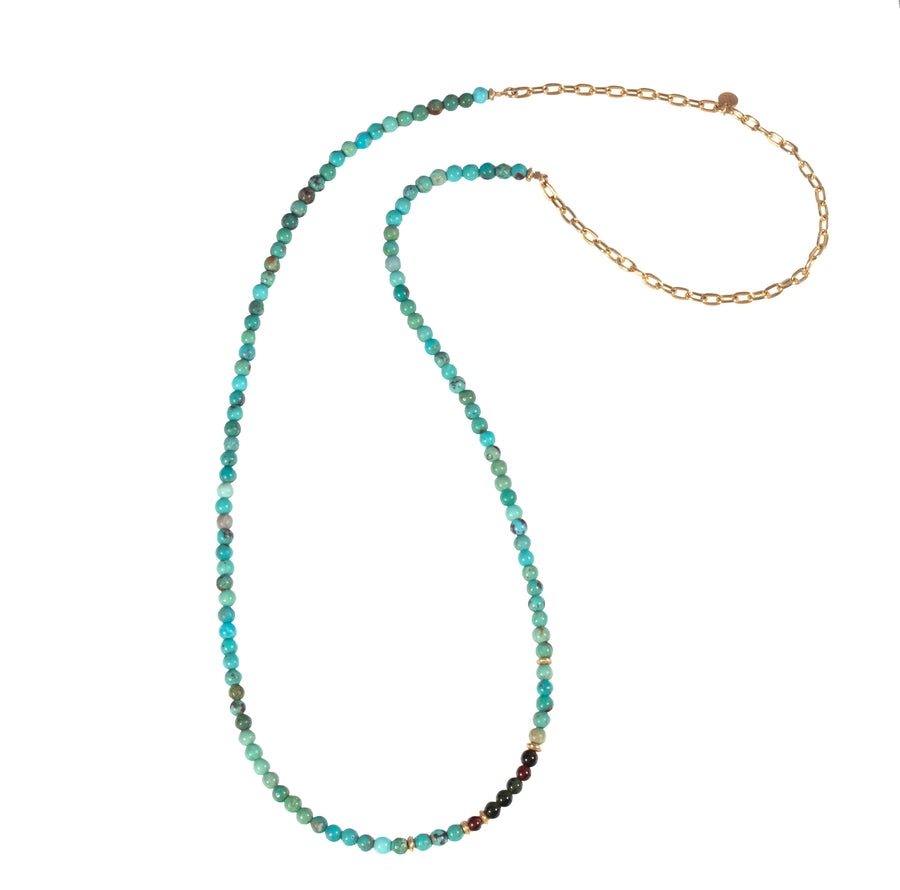 Turquoise, Tourmaline & High Karat Gold Necklace