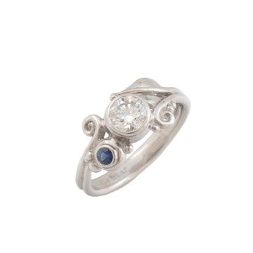 Platinum Diamond & Blue Sapphire Ring