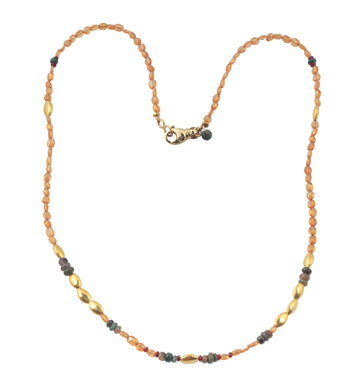 Spessartite Garnet, Opal, Ruby & High Karat Gold Necklace