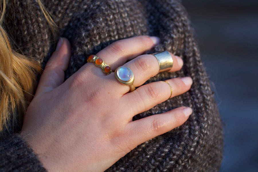 Rainbow Moonstone Ring