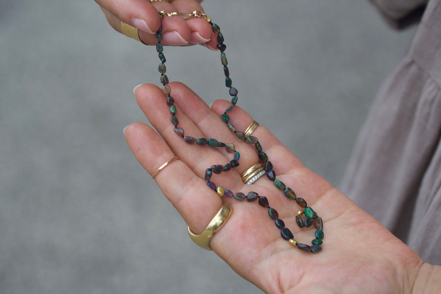 Smoked Black Opal Pebble Necklace