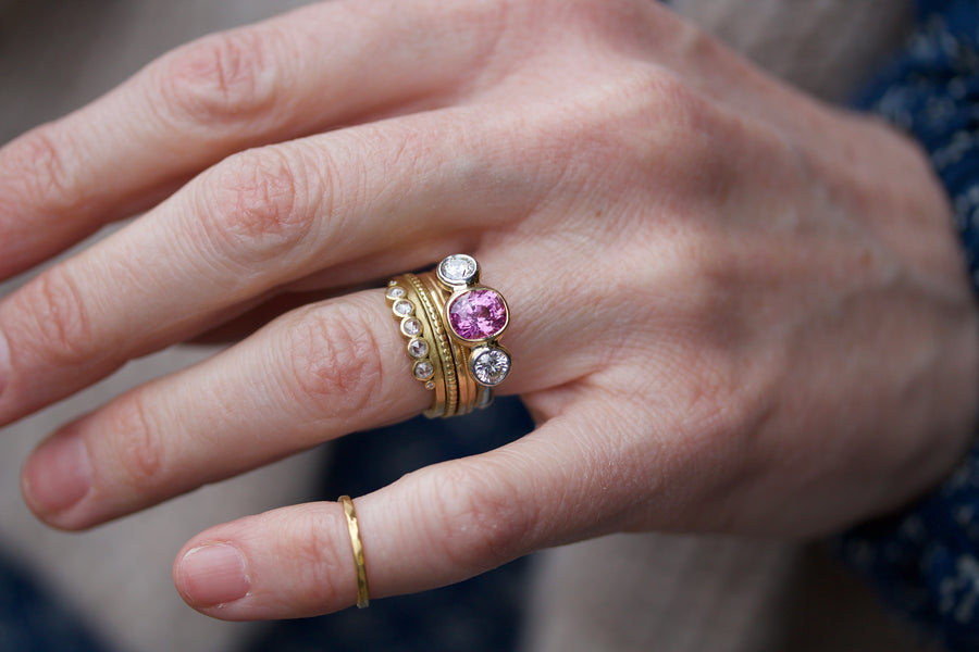 Pink Sapphire & Diamond Lunette Ring