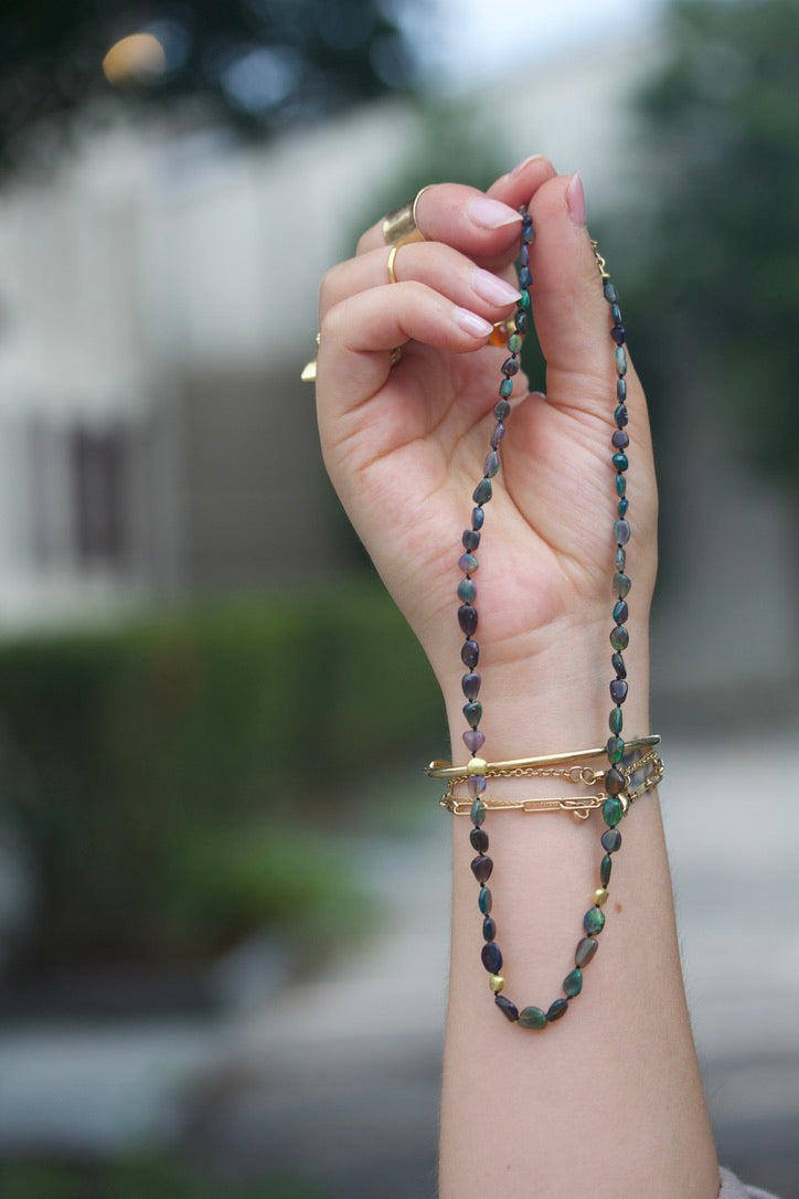 Smoked Black Opal Pebble Necklace