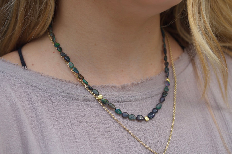 Smoked Black Opal Pebble Necklace