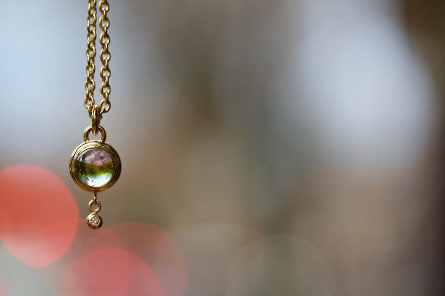 Watermelon Tourmaline & Pink Diamond Pendant