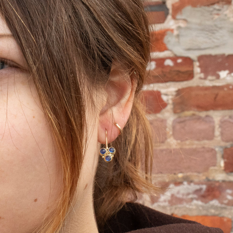 Blue Sapphire Trio Drop Earrings