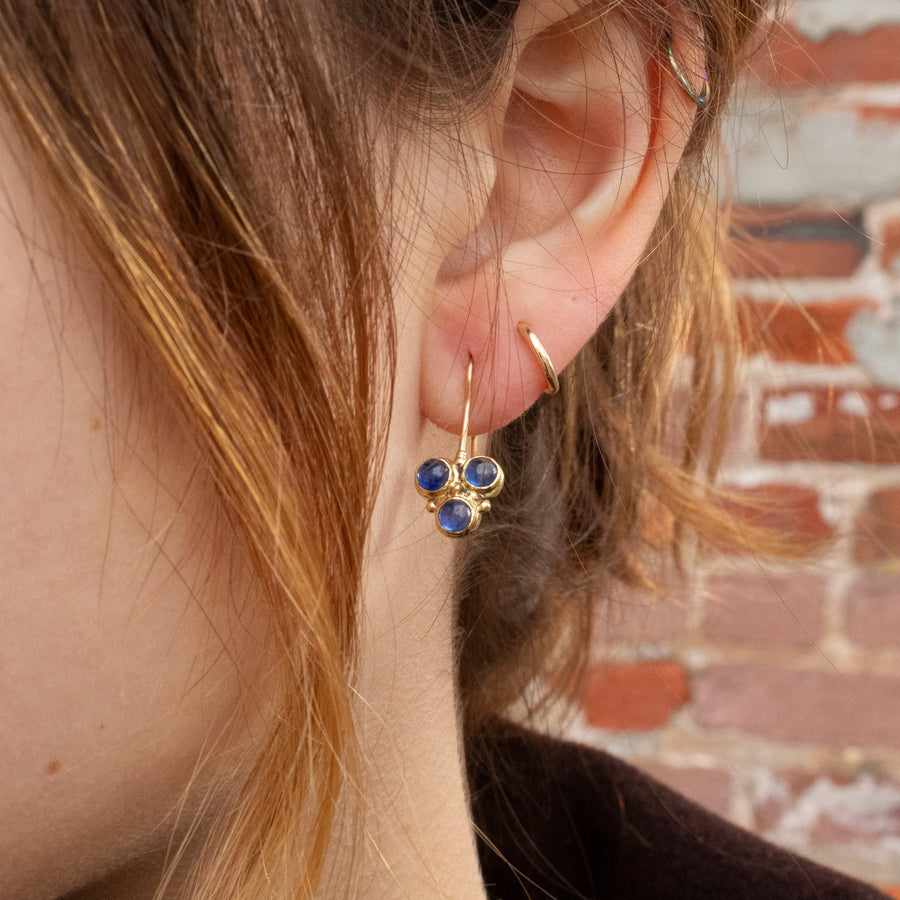 Blue Sapphire Trio Drop Earrings