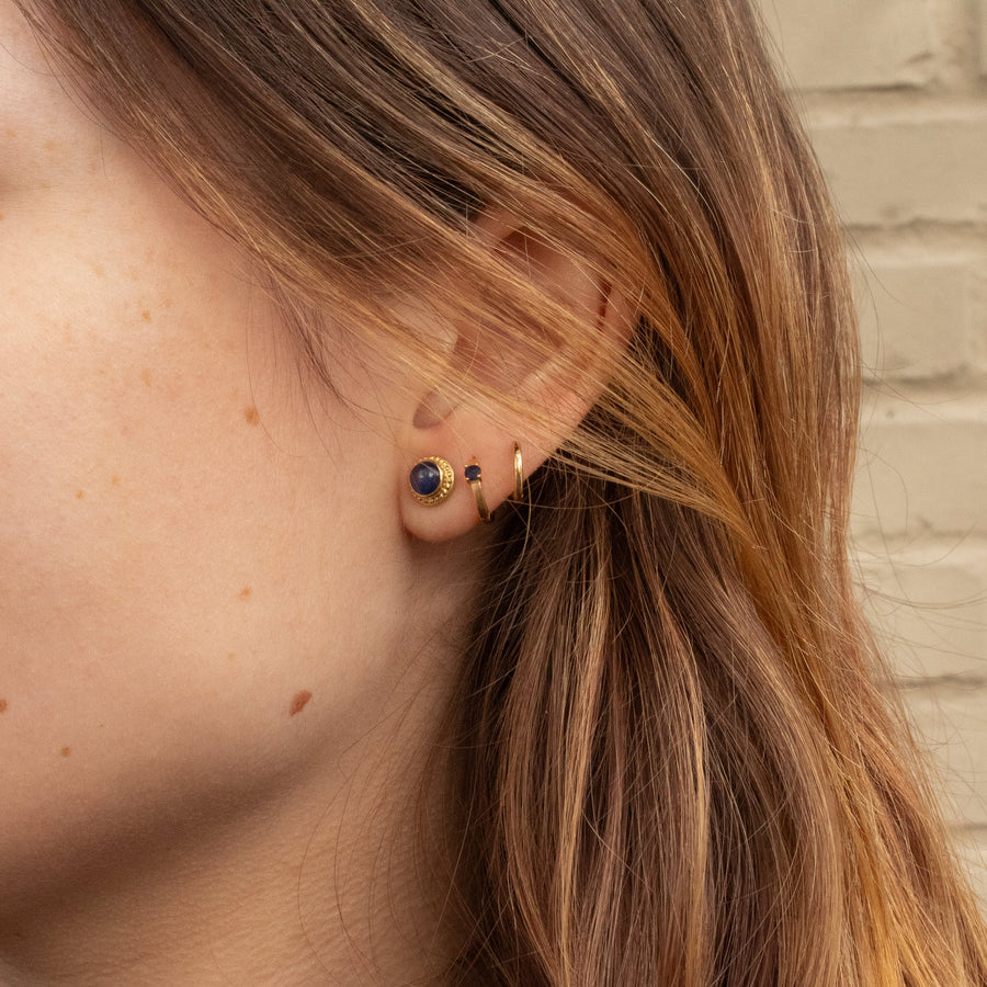 Beaded Halo Stud Earrings With Sapphires