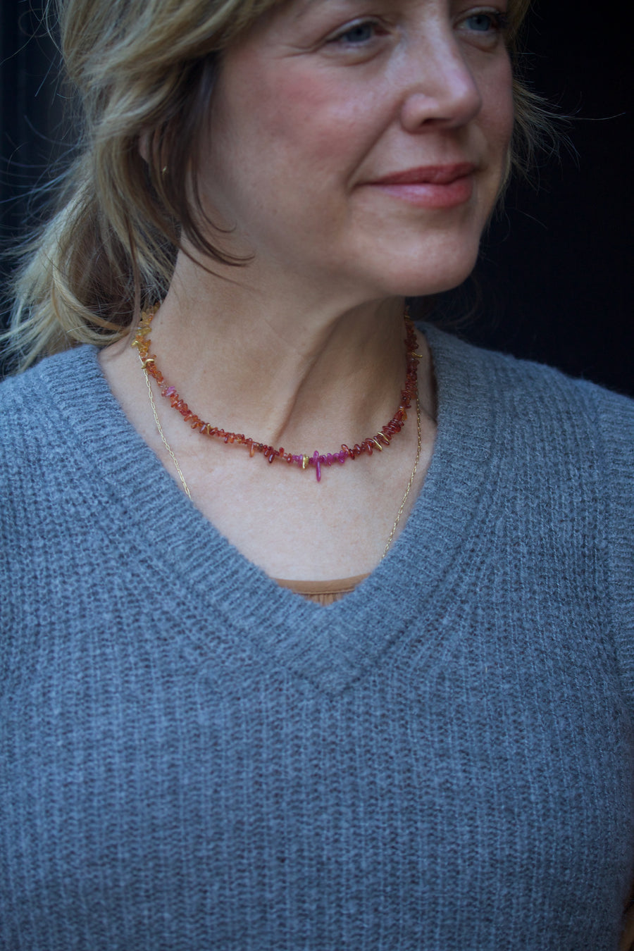 Sunset Sapphire Fringe Necklace