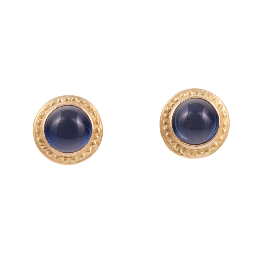 Beaded Halo Stud Earrings With Sapphires