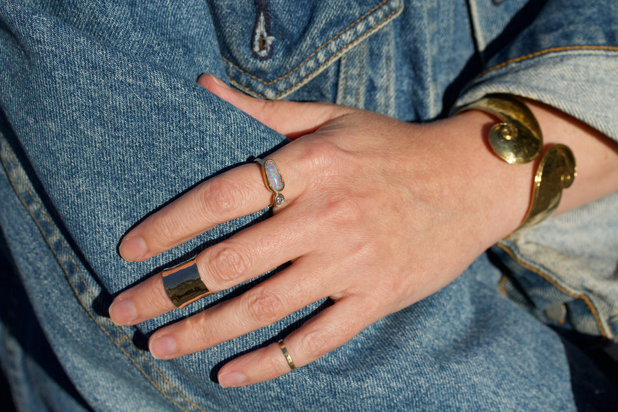 Boulder Opal & Diamond Ring