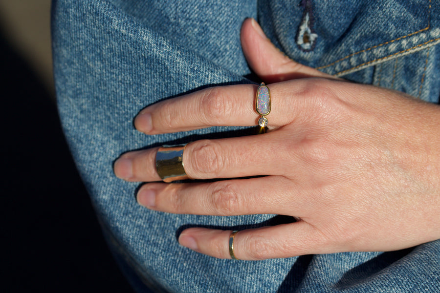 Boulder Opal & Diamond Ring