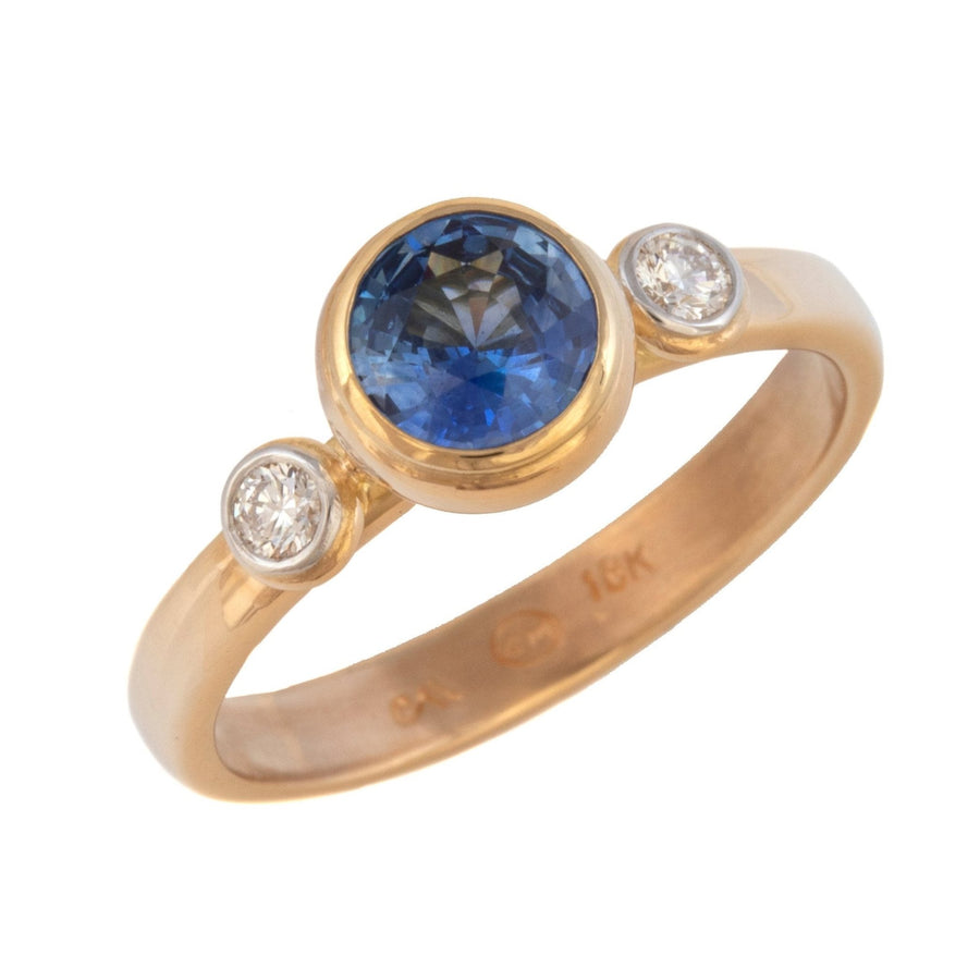 Blue Sapphire & Diamond Stackable Ring