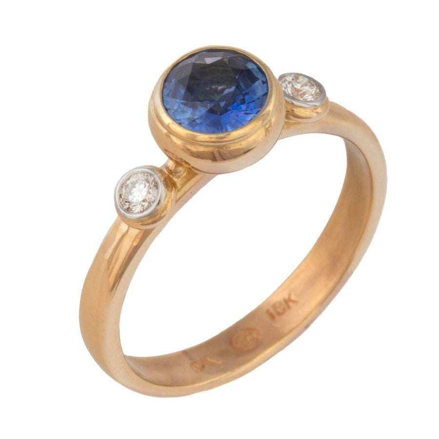 Blue Sapphire & Diamond Stackable Ring