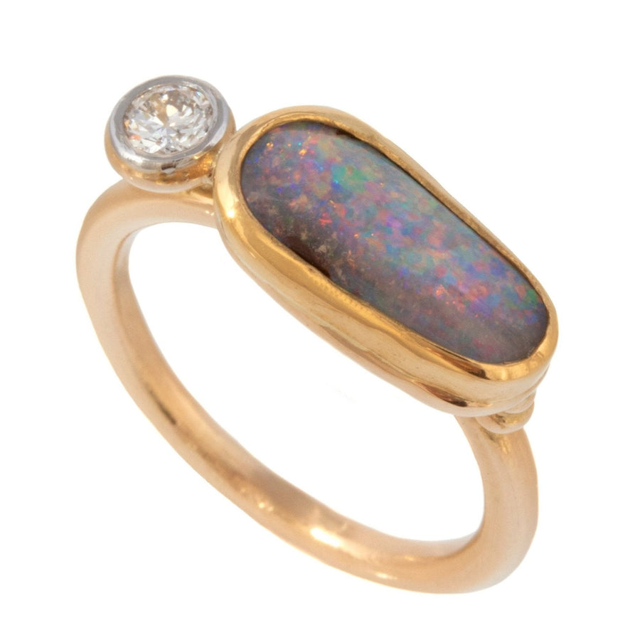 Boulder Opal & Diamond Ring