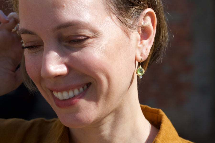 Peridot & Diamond Earrings