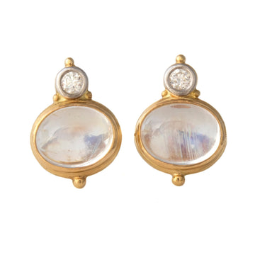 Moonstone & Diamond Earrings