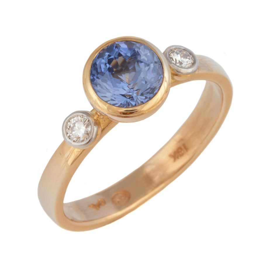 Cornflower Blue Sapphire & Diamond Stackable Ring