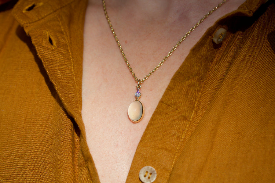 Cat’s Eye Moonstone Pendant with Diamond