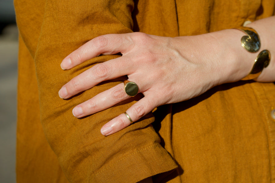 Circular Signet Ring in 22K Gold