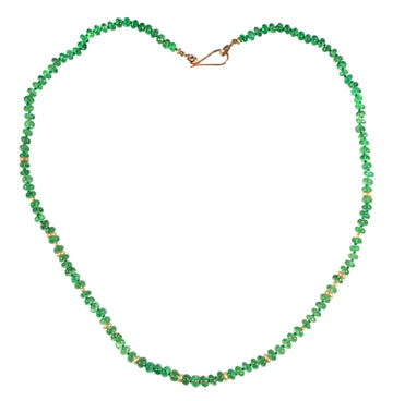 Tsavorite Garnet & High Karat Gold Beaded Necklace