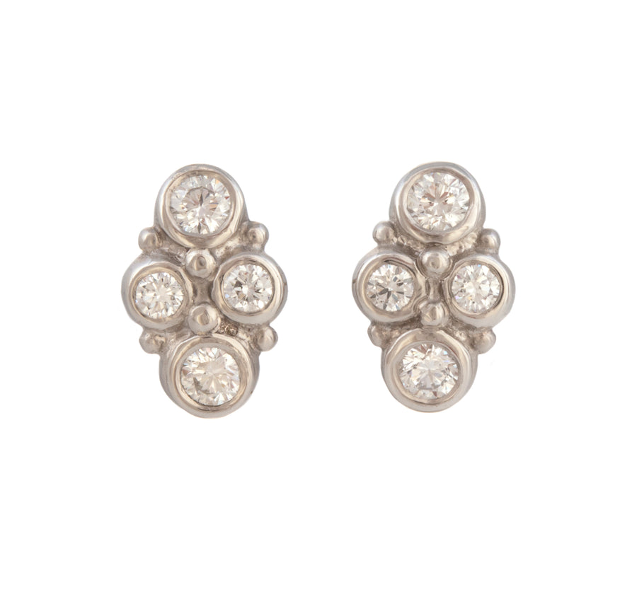 Cluster Diamond Earrings in Platinum