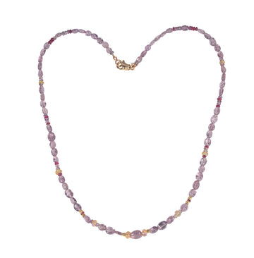Lavender Spinel, Montana Sapphire, Ruby, Opal & High Karat Gold Necklace