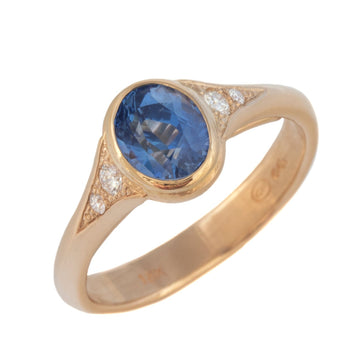 Lunette Ring with Blue Sapphire & Diamond