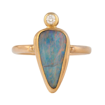 Boulder Opal & Diamond Ring