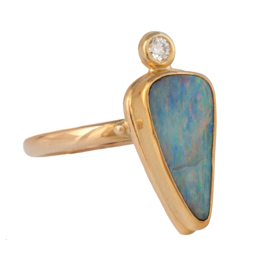 Boulder Opal & Diamond Ring