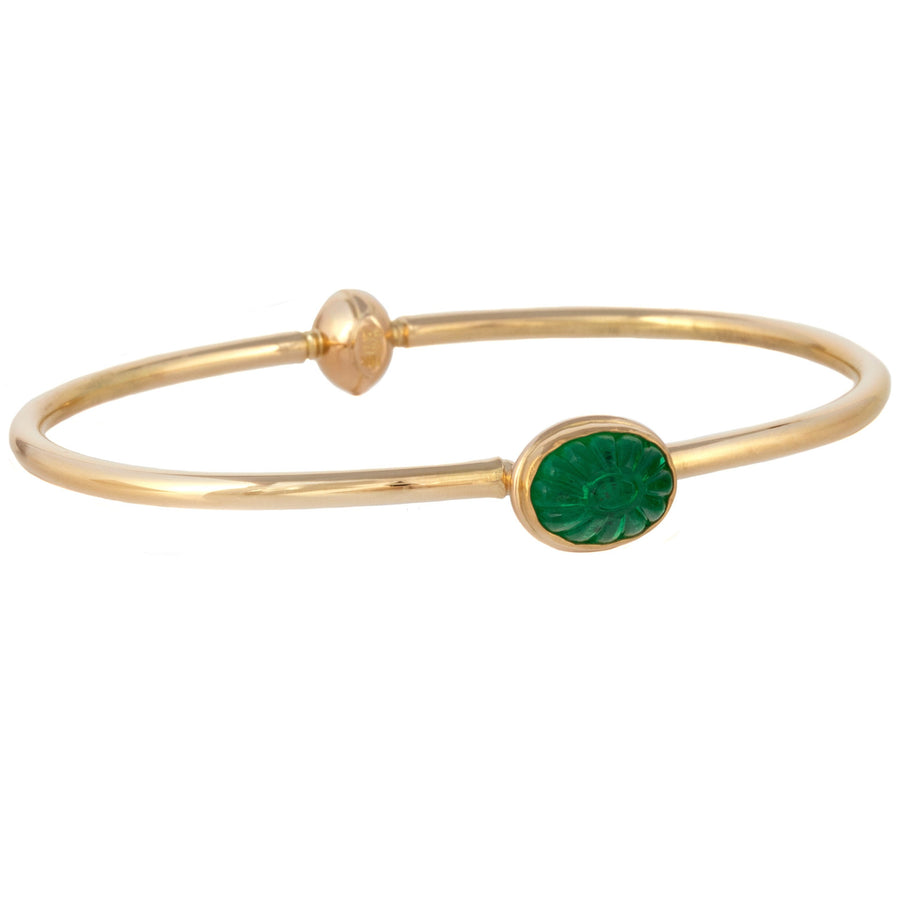 Carved Emerald Bangle Bracelet