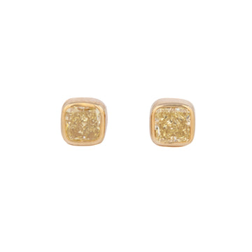 Stud Earrings with Yellow Diamonds