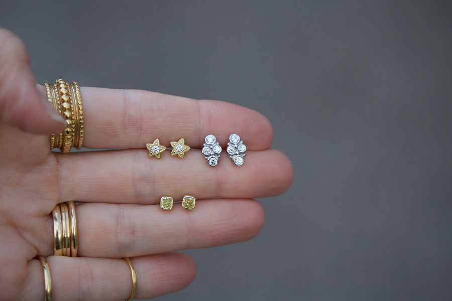 Stud Earrings with Yellow Diamonds