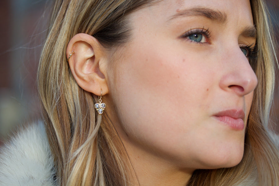 Trio Drop Earrings with Rose Cut Diamonds