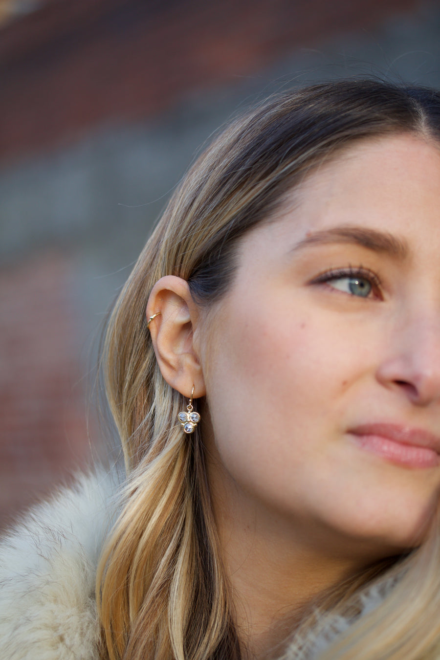 Trio Drop Earrings with Rose Cut Diamonds